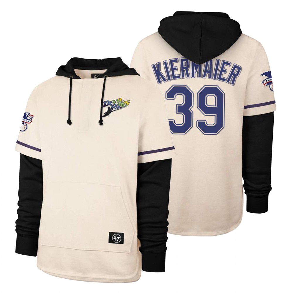 Men Tampa Bay Rays #39 Kiermaier Cream 2021 Pullover Hoodie MLB Jersey->tampa bay rays->MLB Jersey